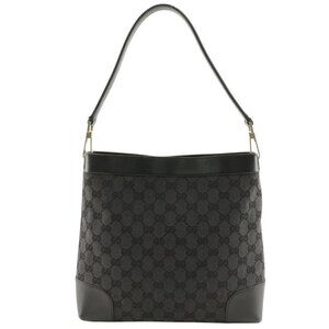 GUCCI One Belt Shoulder Bag 001.4231 black GG canvas Women